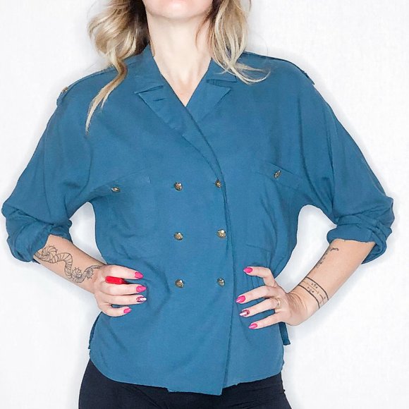 Vintage 80s Campagnie Internationale EXPRESS double breasted top. - Picture 8 of 13